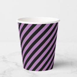 Diagonal Swirl Schwarz und Lila gestreift Pappbecher
