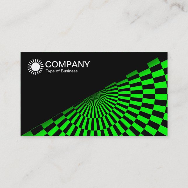 Diagonal V2 - Schwarz - Op Art Green Visitenkarte (Vorderseite)