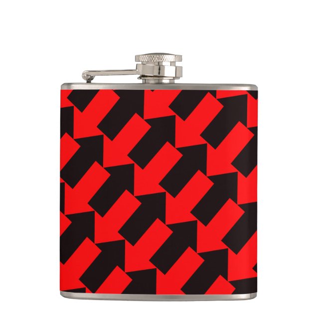 Diagonal-Verriegelbare Pfeile Flasche Rot und Schw Flachmann (Vorderseite)