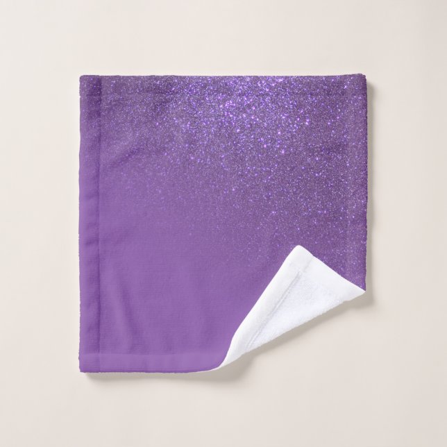 Diagonal Violet Lila Glitzer Gradient Ombre Waschlappen (Waschlappen)