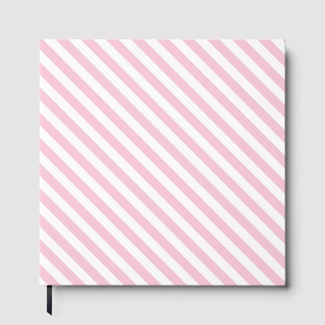 Diagonal white and pink stripes pattern gästebuch (Vorderseite)