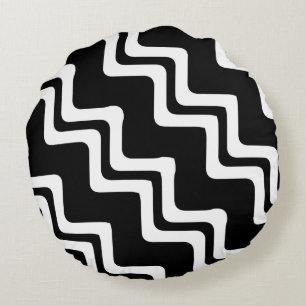 Diagonal Zig Zag Muster für zwei farbige Linien Rundes Kissen