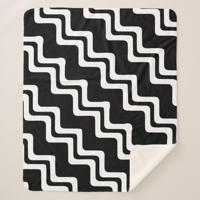 Diagonal Zig Zag Muster für zwei farbige Linien Sherpadecke (Vorderseite)