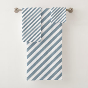 Diagonale blau-weiße Streifenmuster Badhandtuch Set