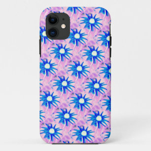 diagonale blaue Blumen auf rosa Fall Case-Mate iPhone Hülle