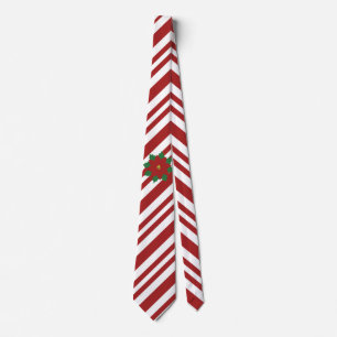 Diagonale Candy Streifen mit Holly Wreath auf Krawatte