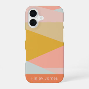 Diagonale Farbblock-Erdtöne Personalisiert iPhone 16 Hülle