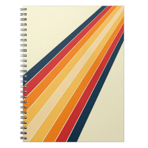 Diagonale farbenfrohe Sonnenstrahlen im Retro-Stil Notizblock