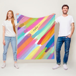 Diagonale Farbstriche, Name, Abstrakte Malerei Fleecedecke