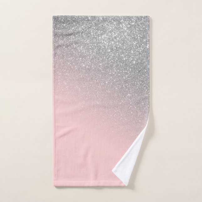 Diagonale Fille Argent Blush Pink Ombre Gradient (Serviette à main)