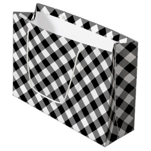 Diagonale karierte Geschenk-Schwarzweiss-Tasche Große Geschenktüte