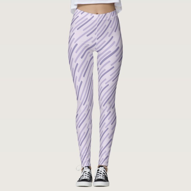 Diagonale lila Streifen Leggings (Vorderseite)