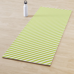 Diagonale Limettengrün- und weiße Streifenmuster Yogamatte
