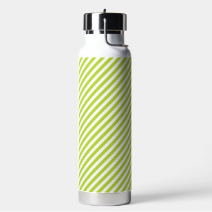 Diagonale Limettengrün- und Weißstreifenmuster Trinkflasche