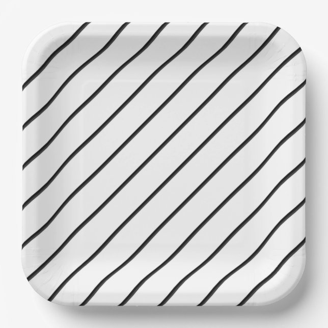 Diagonale Linien (schwarz) Pappteller (Vorderseite)