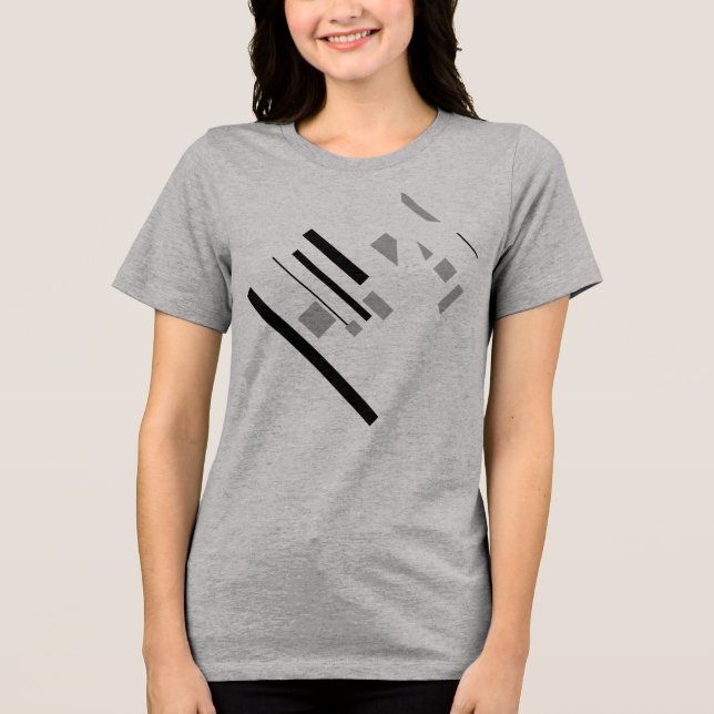 Diagonale, MCM inspiriert, geometrische schwarzgra Tri-Blend Shirt (Vorderseite)