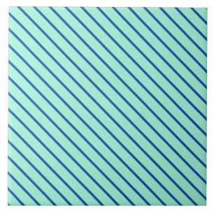 Diagonale Nadelstreifen - Aqua und Marine Fliese
