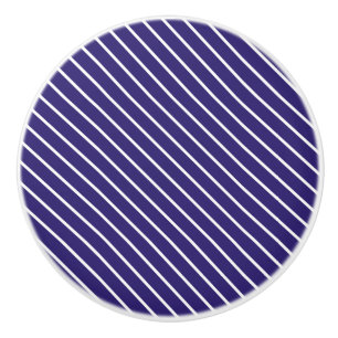 Diagonale Nadelstreifen - blau und weiß Keramikknauf