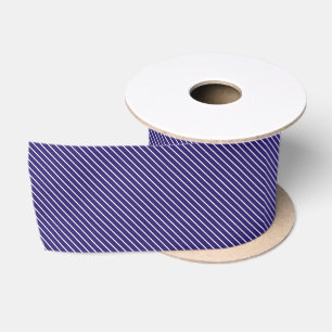 Diagonale Nadelstreifen - blau und weiß Satinband