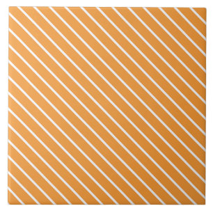 Diagonale Pinstreifen - orange und weiß Fliese