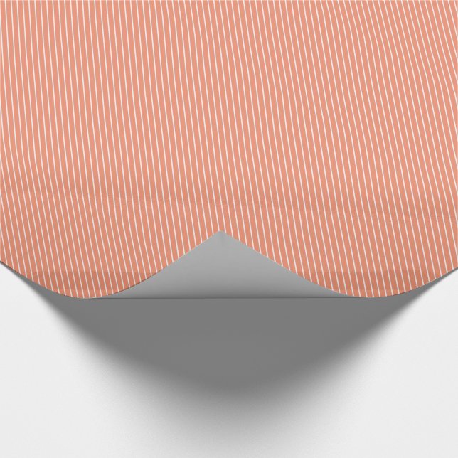 Diagonale Pinstreifen - orange und weiß Geschenkpapier (Ecke)