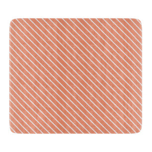 Diagonale Pinstreifen - orange und weiß Schneidebrett