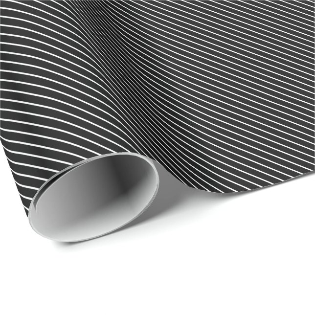 Diagonale Pinstreifen - schwarz-weiß Geschenkpapier (Rolleneckpunkt)