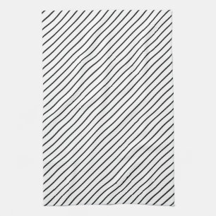 Diagonale Pinstreifen - weiß und schwarz Küchentuch