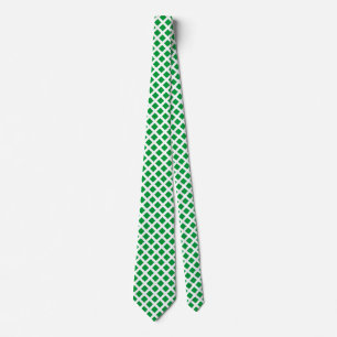 Diagonale Quadrate - Grass Green on White Neck Tie Krawatte