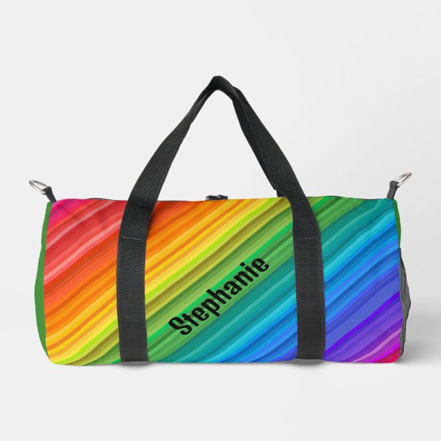 Diagonale Regenbogenstreifen Designtasche Duffle Bag (Vorderseite)