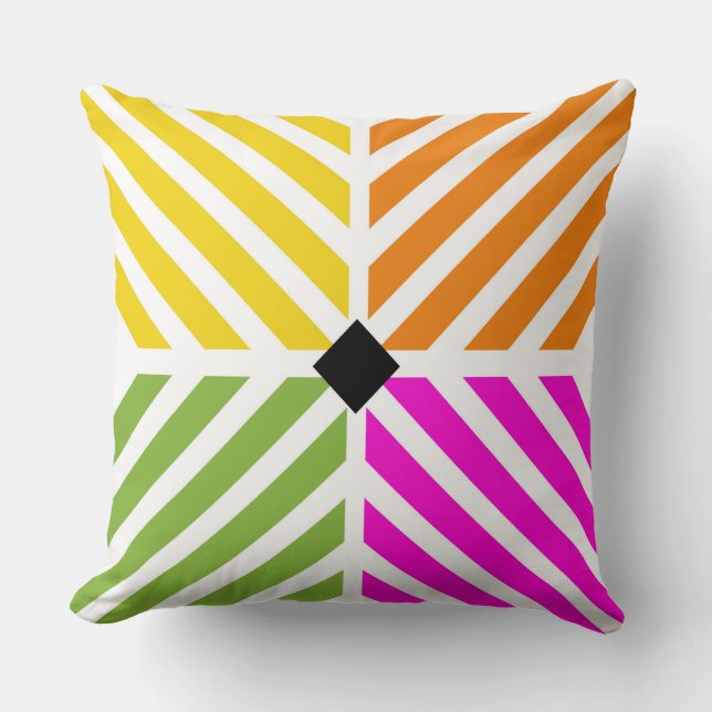 Diagonale Regenbogenstreifen Kissen (Vorderseite)