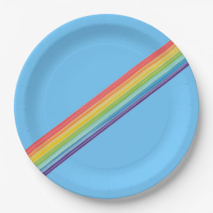 Diagonale Regenbogenstreifen Pappteller