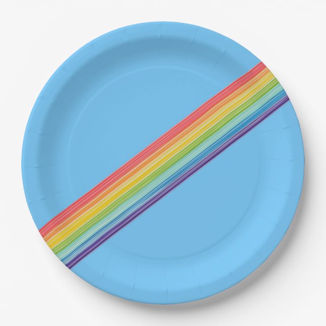 Diagonale Regenbogenstreifen Pappteller (Vorderseite)