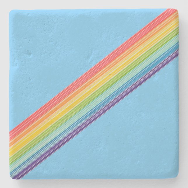 Diagonale Regenbogenstreifen Steinuntersetzer (Vorderseite)