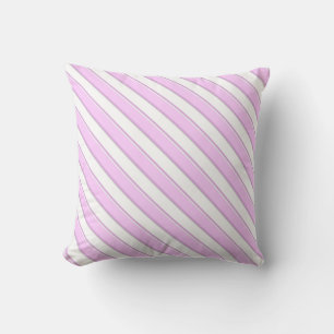 Diagonale rosa Streifen auf Weiß Kissen
