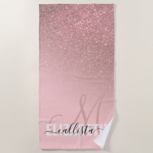 Diagonale Rose Gold Blush Pink Ombre Gradient Strandtuch