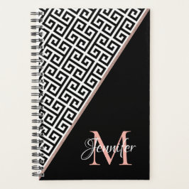 Diagonale Rose Gold Foil Griechisch Key Black Mono Planer