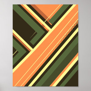 Diagonale Schichten in Orange, Grün und Blassgelb Poster