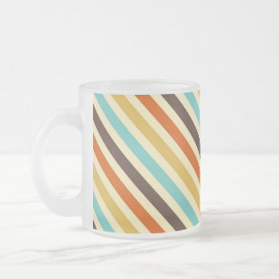 Diagonale Streifen 4 Retro Farben Blau Mattglastasse