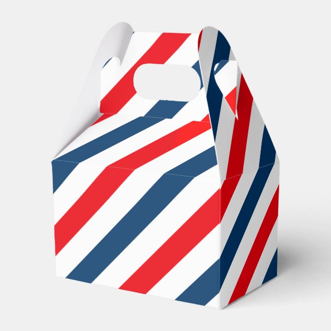 Diagonale Streifen (blau, weiß und rot) Geschenkschachtel (Vorderseite)