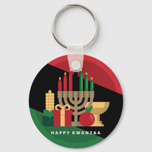 diagonale Streifen Frohes Kwanzaa Schlüsselanhänger