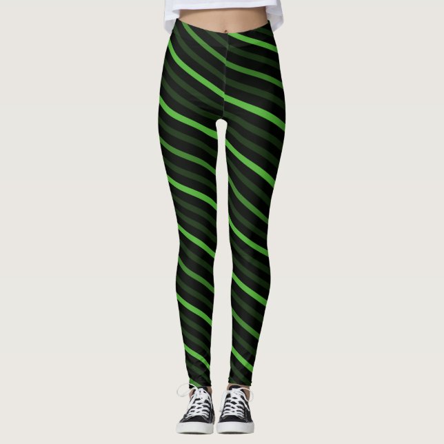 Diagonale Streifen - grün Leggings (Vorderseite)