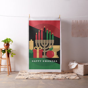 diagonale Streifen Happy Kwanzaa Stoff