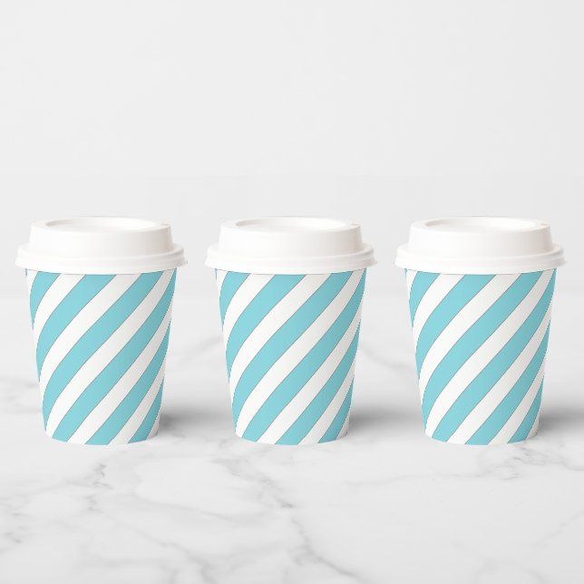 Diagonale Streifen hellblaue Papiertasse Pappbecher (Multi)