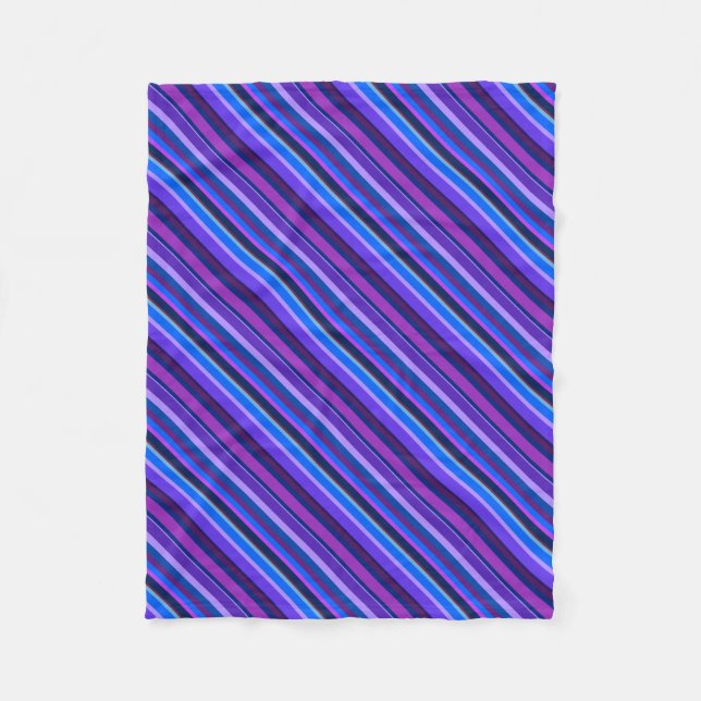 Diagonale Streifen in blau und lila Fleecedecke (Vorderseite)
