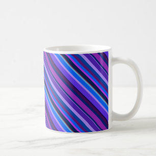 Diagonale Streifen in blau und lila Kaffeetasse
