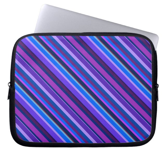 Diagonale Streifen in blau und lila Laptopschutzhülle (Vorderseite)