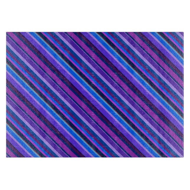Diagonale Streifen in blau und lila Schneidebrett (Vorderseite)