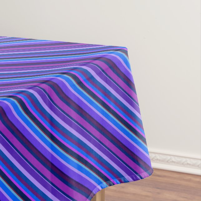 Diagonale Streifen in blau und lila Tischdecke (Beispiel)