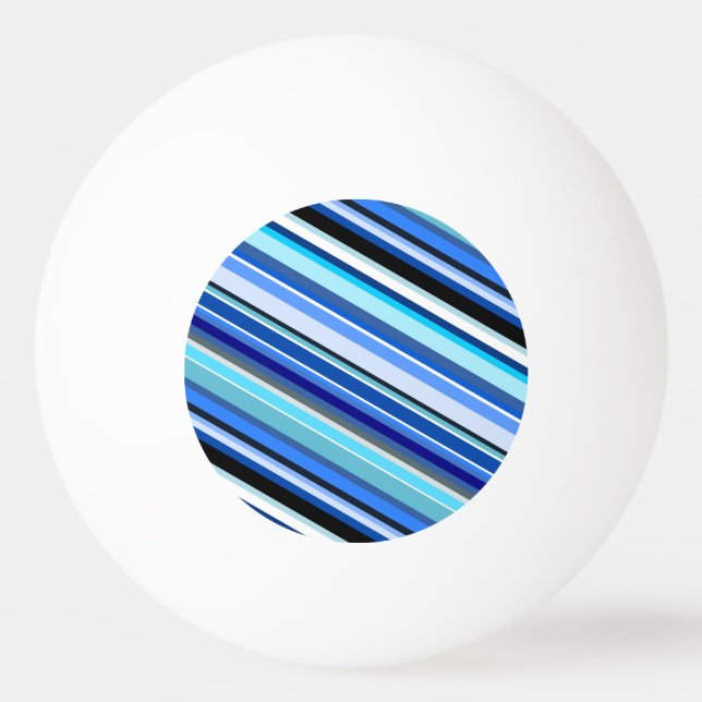 Diagonale Streifen in den Blues und in den Tischtennisball (Vorderseite)